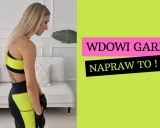 Kobieta w sportowym stroju prezentuje ćwiczenia na wdowi garb. Napraw to!