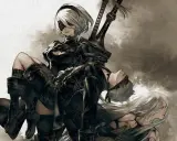 2B trzyma 9S, gdy A2 patrzy w dal. Obrazek idealny do spolszczenia Nier Automata.