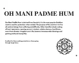 Text med "Om Mani Padme Hum" och en symbol. Mantrat sägs ge skydd och lugn.