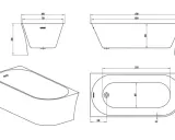 Disegni tecnici di una vasca da bagno con indicazioni sulle dimensioni: lunghezza 1700 mm, larghezza 800 mm, altezza 580 mm.