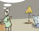 Starsza pani przy laptopie myśli o prawie administracyjnym, podczas gdy jej mąż czyta gazetę.