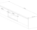 Rysunek techniczny szafki RTV. Wymiary: 1604x400x334 mm. Wysokość szafki RTV to 334 mm.