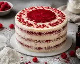 Un délicieux bavarois framboise, orné de fruits rouges et de poudre, prêt à être dégusté.