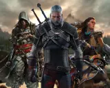 Trzech bohaterów gier: asasyn, wiedźmin i łuczniczka, idealni dla fanów gier podobnych do Assassin's Creed.