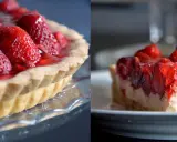 Pyszna tarta z mascarpone i truskawkami, pokryta galaretką. Idealna na letnie popołudnie.