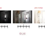 Esempio di bracketing fotografia: tre scatti di un corridoio, uno sottoesposto, uno normale e uno sovraesposto, per catturare dettagli in ogni condizione di luce.