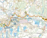 Mapa drogowa Małopolski z zaznaczonymi atrakcjami turystycznymi, miastami i drogami wodnymi.