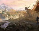 Rycerz w zbroi wędruje przez jesienny krajobraz z zamkiem w tle. Idealne tło dla **Baldur's Gate 3 wymagania** sprzętowe.