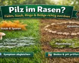 Pilze im Garten: Staub, Sporen, Schimmel, Hexenringe und Algenbelag werden gezeigt. Hilft bei der Zuordnung von Rasenproblemen.