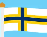 Sverigefinnarnas dag firas med en flagga i blått, gult och vitt som vajar i en klarblå himmel med moln.