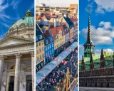 Kopenhaga zabytki: Marmurowa katedra, kolorowe kamienice Nyhavn i zabytkowa wieża giełdy.