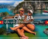 Para na tle malowniczego Cat Ba, spokojniejszej strony Ha Long Bay.
