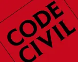 Schwarze Schrift auf rotem Grund: "CODE CIVIL". Ein wichtiger Teil des Rechtssystems.