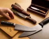 Variedad de cuchillos de cocina, incluyendo un cuchillo puntilla para que sirve en tareas delicadas.