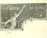 Un uomo nudo tende la mano verso le stelle, con la scritta "Per aspera ad astra" che significa "attraverso le difficoltà fino alle stelle".