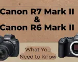 Dos cámaras Canon: la EOS R7 Mark II y la EOS R6 Mark II, listas para capturar tus mejores momentos.