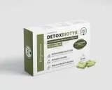 Opakowanie suplementu diety Detoxbiotyk z chlorellą i kapsułkami.