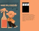 Ilustracja z butelką i postacią zachęca: "Nie pij dziś!". Łukasz Tchórzewski, terapeuta, dzieli się swoją drogą do trzeźwości.
