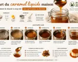 Guide pour réussir un caramel liquide maison, de la dissolution à la dégustation. Les étapes clés pour un caramel parfait.