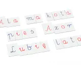 Karty z pisane litery polskie: Ala ma kota, pies, Azor, lubię lato.
