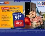 ALDI TALK Daten-SIM: 300 GB Freiheit für 4 Wochen für nur 9,99 € mit bis zu 100 Mbit/s. Gutes Netz der Telefónica.