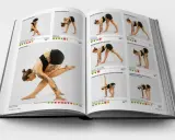 Książka z nazwami pozycji jogi po polsku: Pradada Uttanasana, Parsvottanasana, Gratitudasana, Fallen Flamingo.