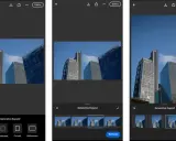 Edytor w **Lightroom web** pozwala na rozszerzenie zdjęcia budynków dzięki Generative Expand. Widzimy różne propozycje rozszerzenia kadru.