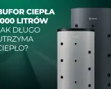 Bufor ciepła 1000l na ile wystarczy? Dwa cylindryczne bojlery, jeden jasnoszary, drugi ciemnoszary, z logo Kamen.
