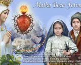 Matka Boża Fatimska w koronie, z Sercem ukoronowanym cierniem, wzywa do modlitwy. Dzieci Fatimskie i różaniec symbolizują nadzieję i modlitwę do Maryi od spraw niemożliwych.