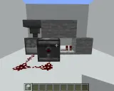 Jak zrobić dispenser w Minecraft: pokazano mechanizm z lejem, dyspenserem i redstone.