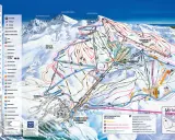 Pistenplan für die Skigebiete Spaniens: Sierra Nevada mit Höhenangaben, Pisten, Liften und Restaurants.