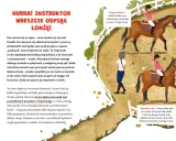 Dziewczynka na koniu w stępie, ćwicząca skręty tułowia i wymachy rąk.