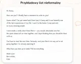 List nieformalny od Kate do Anny, opisujący wspaniałe doświadczenia z Gary's Camp i plany na przyszłość.