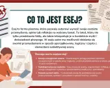 Dziewczynka pisze esej, ucząc się, jak napisać esej. Obok niej lista zadań z zaliczeniem A+.