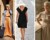 Eleganckie kroje sukienek: satynowa maxi, mała czarna i kwiecista midi.