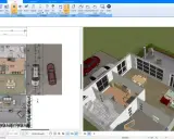 Grundriss und 3D-Ansicht eines modernen Hauses, das die Prinzipien eines Niedrigenergiehaus Definition erfüllt.