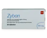 Zyban-Tablettenbox, 30 Stück, 150 mg. Ein Hilfsmittel gegen Rauchen, das Bupropionhydrochlorid enthält.