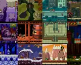 Kompilacja klasycznych gier 16 bit stare gry: bohaterowie walczą, eksplorują lochy i pokonują przeszkody.