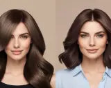 Zwei Frauenporträts zeigen den Unterschied zwischen natürlichem Haar und einer professionellen coloration.