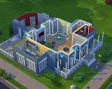 Widok domu z gry The Sims 4, z widocznymi modyfikacjami i zaznaczonymi elementami.