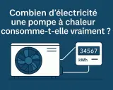 Une pompe à chaleur pour le chauffage, avec un compteur affichant 34567 kWh.