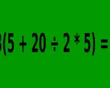 Czarne równanie 3(5 + 20 ÷ 2 * 5) = ? na zielonym tle. Czy potrafisz rozwiązać te zagadki matematyczne dla dorosłych?