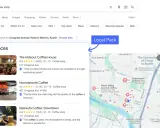 Wyniki wyszukiwania kawy w Austin, pokazujące lokalny pakiet z kawiarniami i mapą, kluczowe dla lokalnego SEO.