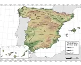 Mapa de España con zonas A, B y C que indican la carga de viento. Zona A: 26 m/s, Zona B: 27 m/s, Zona C: 29 m/s.