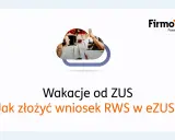 Dwie osoby dają sobie piątkę, symbolizując sukces. Tekst informuje, jak złożyć wniosek o wakacje ZUS RWS w e-ZUS.