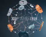 Sieć XRP i DeFi, z elementami przypominającymi monety i połączeniami, sugeruje potencjalny **flare crypto**.