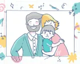 Ilustración de familia con un niño triste abrazado por sus padres, reflejando el apego en niños de 6 a 12 años.