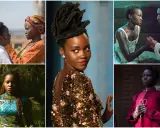 Lupita Nyong'o in diverse ruoli: da "12 anni schiavo" a Black Panther, con abiti eleganti e acconciature audaci.