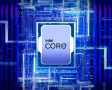 Processeur Intel Core, un cœur technologique au milieu d'un réseau bleu lumineux.