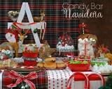 Mesa dulce navideña con renos, bastones de caramelo y muchas ideas chuches navidad.